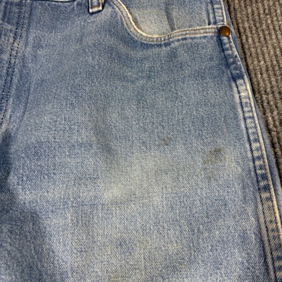 Vintage Wrangler Jeans Men's 35x36 Cowboy Cut Blue Denim Straight Leg 13MWZ - Picture 9 of 11